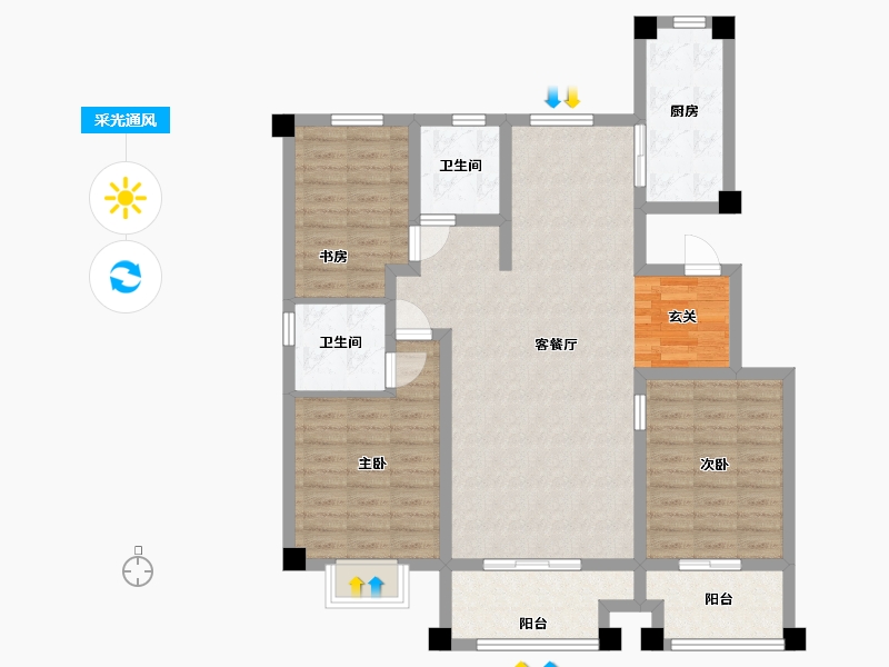 山东省-青岛市-香江名筑-103.20-户型库-采光通风