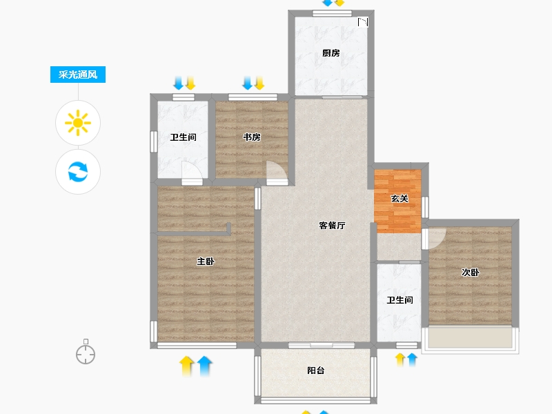 山东省-青岛市-海信君澜-105.39-户型库-采光通风