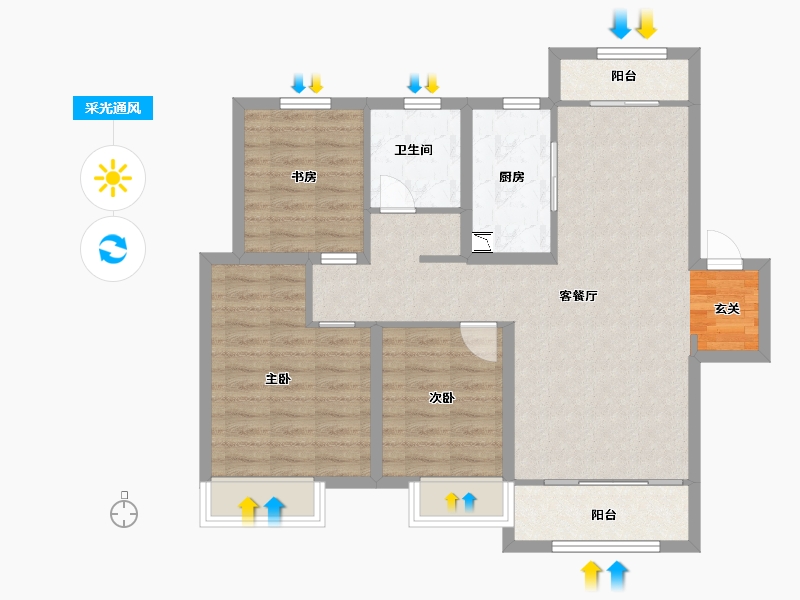 山东省-青岛市-中建尚锦苑-85.61-户型库-采光通风