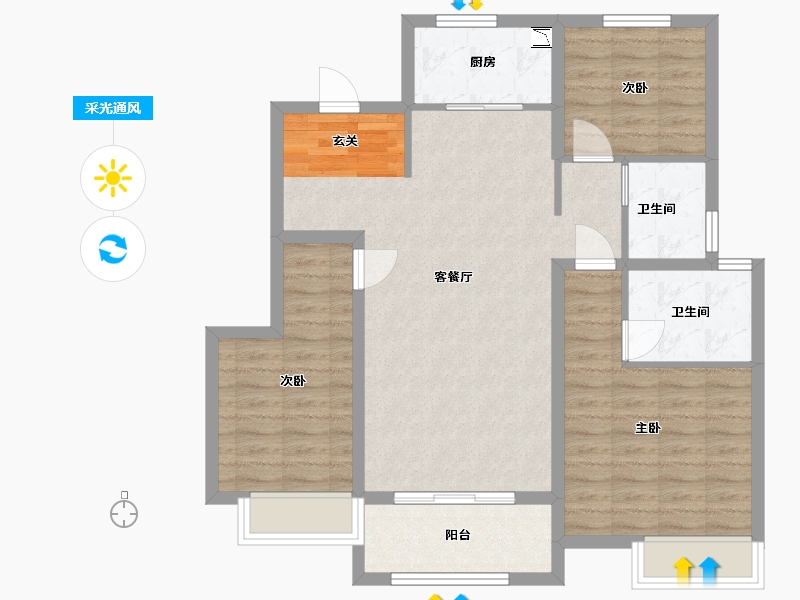 山东省-青岛市-中建尚锦苑-92.00-户型库-采光通风