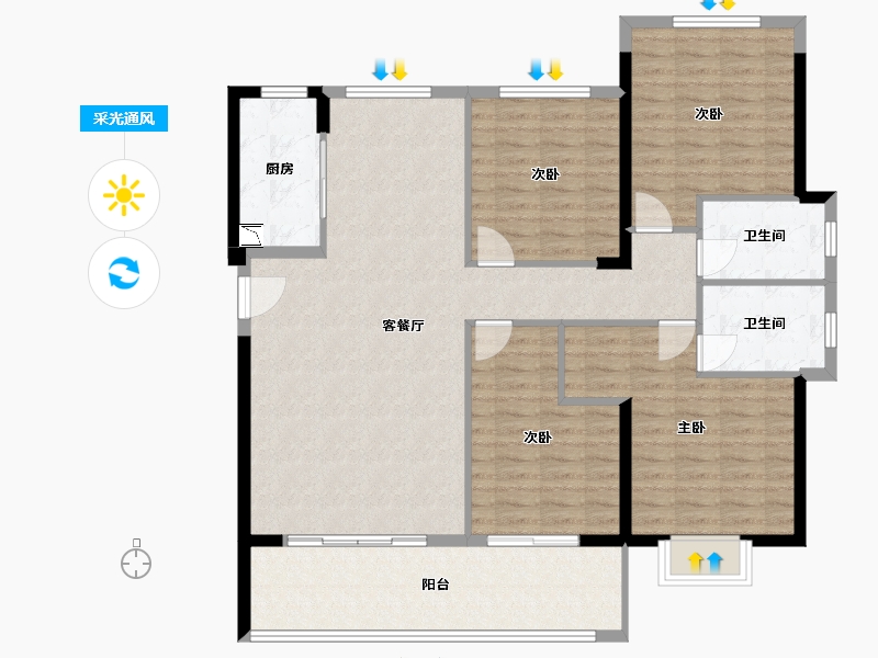 福建省-泉州市-阳光城翡丽公园-127.79-户型库-采光通风