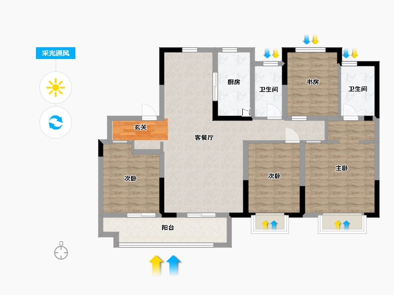 山东省-济南市-济南世茂璀璨时代-108.00-户型库-采光通风