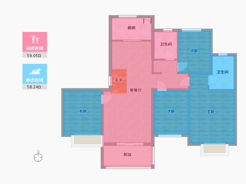 山东省-济南市-雅居乐锦城-104.80-户型库-动静分区