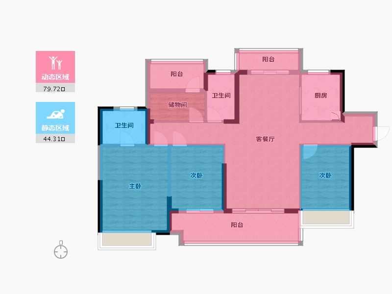 广东省-梅州市-奥园铂誉府-111.22-户型库-动静分区