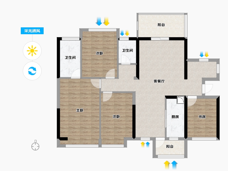 广东省-广州市-幸福园-110.79-户型库-采光通风