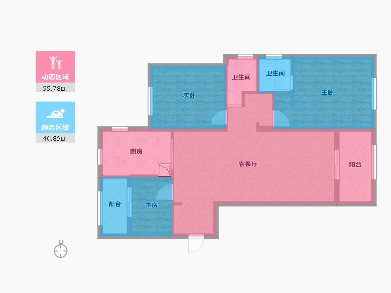 辽宁省-大连市-龙湖舜山府-86.05-户型库-动静分区