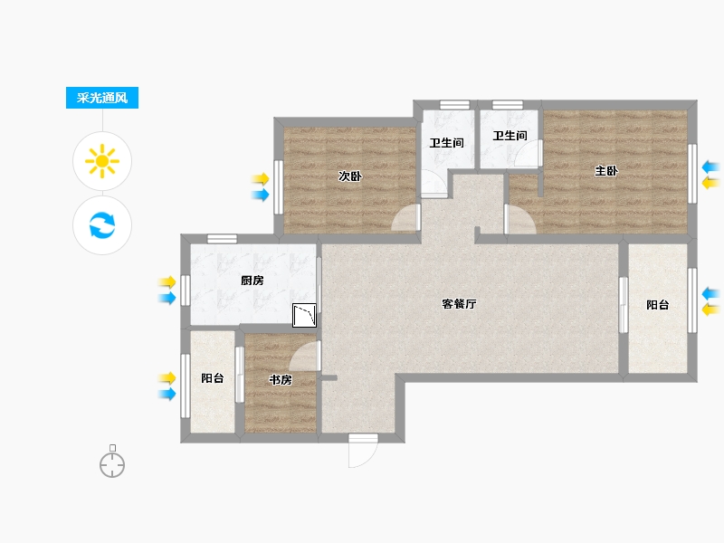 辽宁省-大连市-龙湖舜山府-86.05-户型库-采光通风