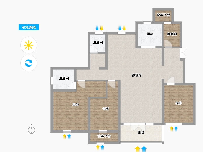 河北省-石家庄市-翰林甲第-125.29-户型库-采光通风