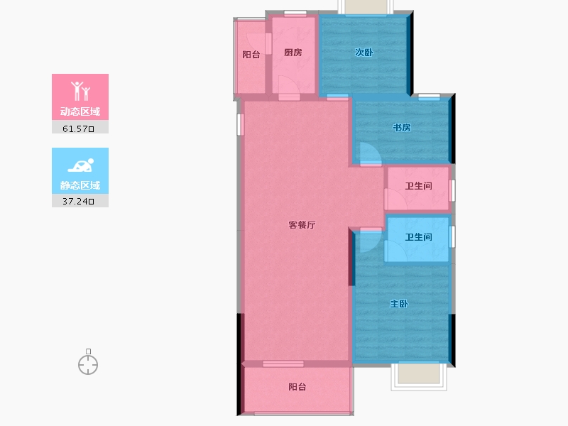 湖北省-宜昌市-阳光公馆-88.20-户型库-动静分区