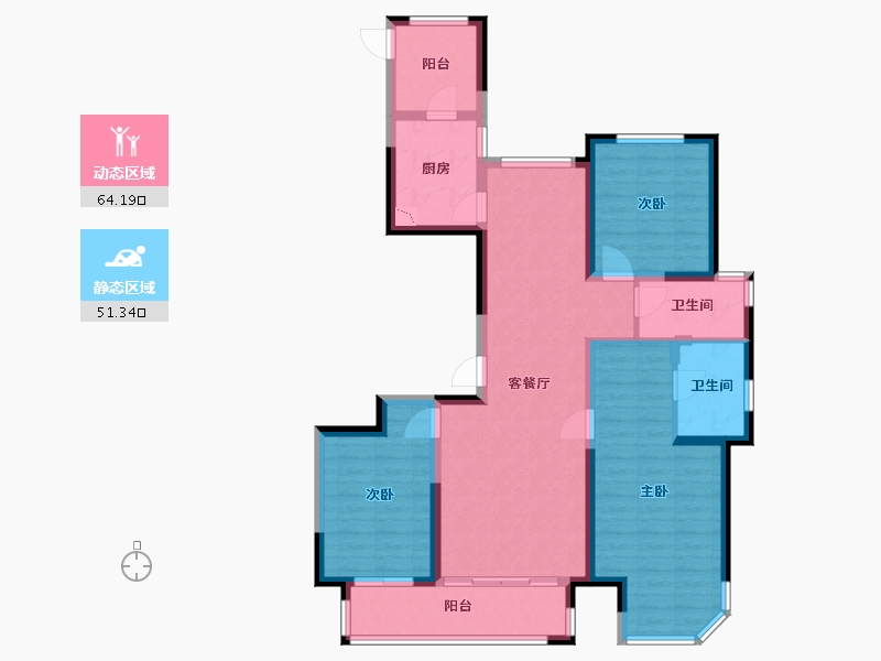 河北省-石家庄市-藁城区东城国际-102.90-户型库-动静分区