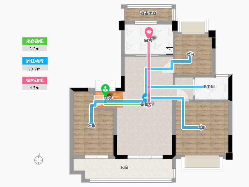 江苏省-南通市-鹤城碧桂园-82.27-户型库-动静线