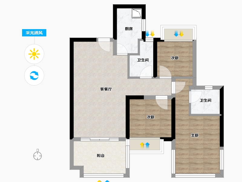 广西壮族自治区-柳州市-红星天悦-69.81-户型库-采光通风