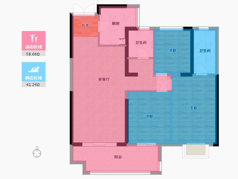 江苏省-南通市-海安万达广场-89.60-户型库-动静分区