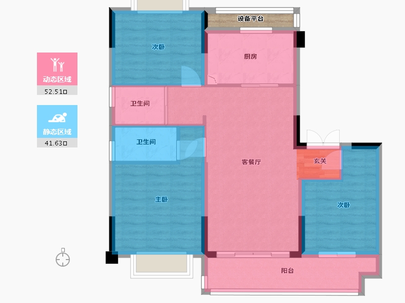 江苏省-南通市-鹤城碧桂园-86.60-户型库-动静分区