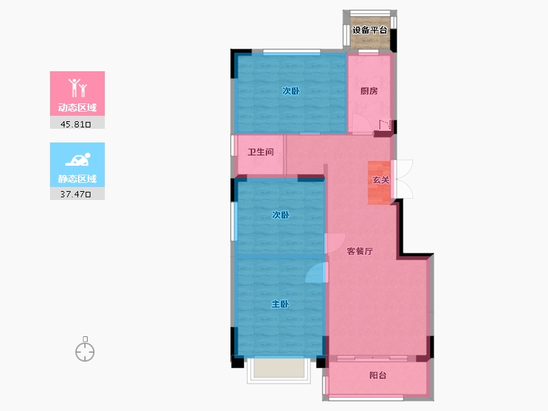 江苏省-南通市-鹤城碧桂园-77.09-户型库-动静分区