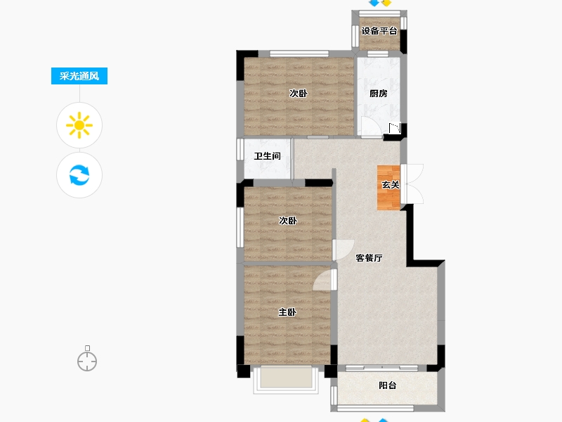 江苏省-南通市-鹤城碧桂园-77.09-户型库-采光通风