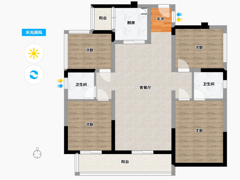 四川省-宜宾市-铁投・三江国际-104.70-户型库-采光通风