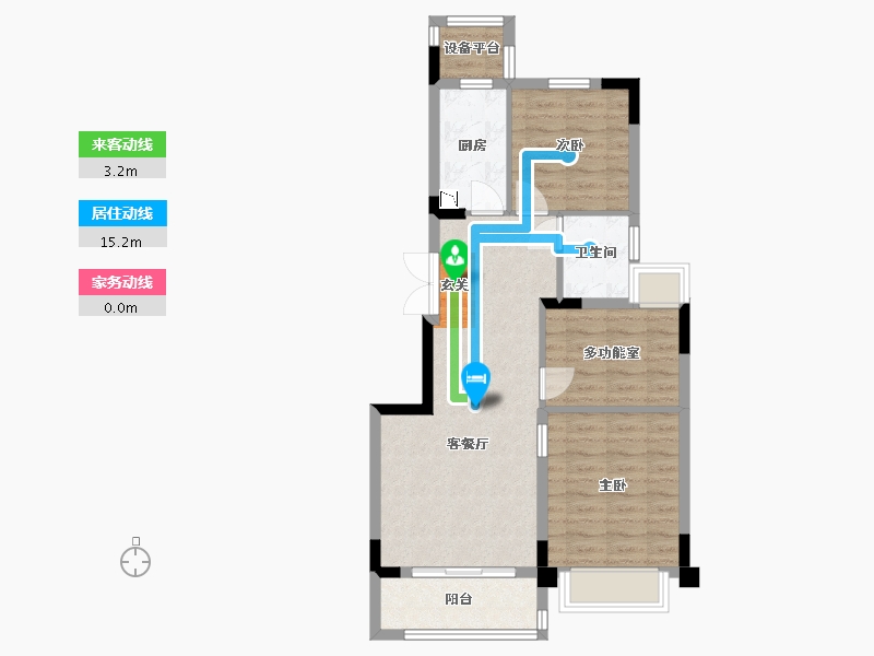 江苏省-南通市-鹤城碧桂园-69.89-户型库-动静线