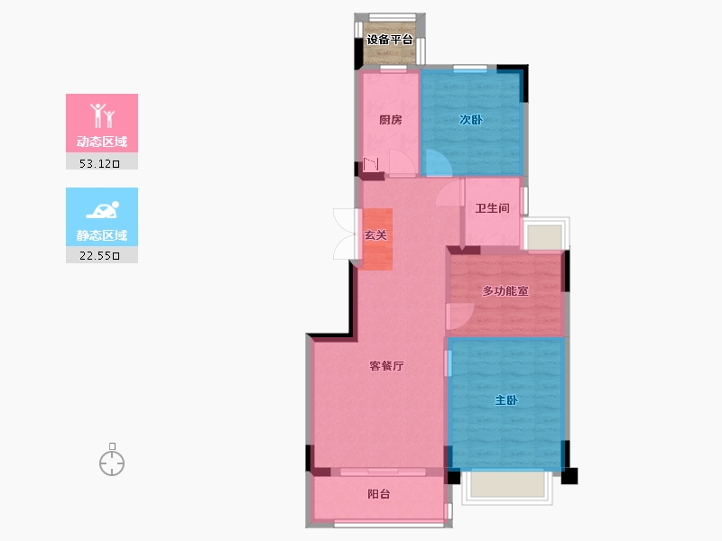 江苏省-南通市-鹤城碧桂园-69.89-户型库-动静分区