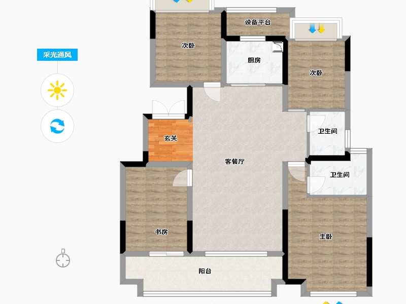 江苏省-南通市-荣盛金溪府-112.80-户型库-采光通风