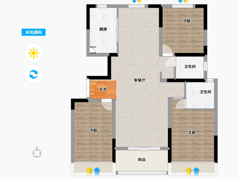 河南省-安阳市-锦瑞一品-104.00-户型库-采光通风