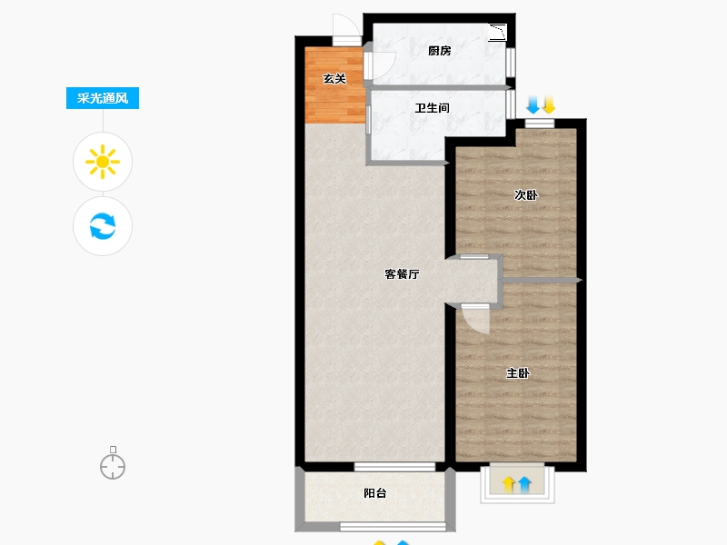 山西省-太原市-太原绿地新里城-76.00-户型库-采光通风