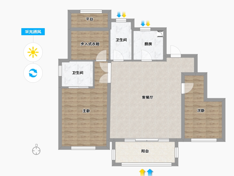 浙江省-绍兴市-新城悦隽公馆-90.29-户型库-采光通风