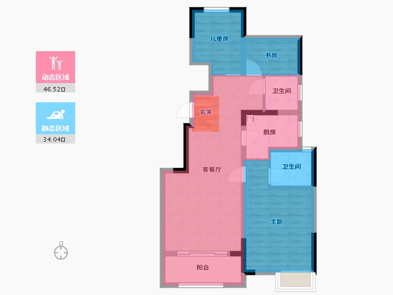 浙江省-金华市-溪望文华轩-71.20-户型库-动静分区