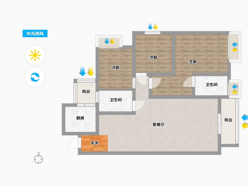 贵州省-遵义市-盛世严家湾-96.00-户型库-采光通风