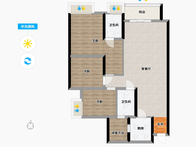 贵州省-遵义市-盛世严家湾-87.99-户型库-采光通风