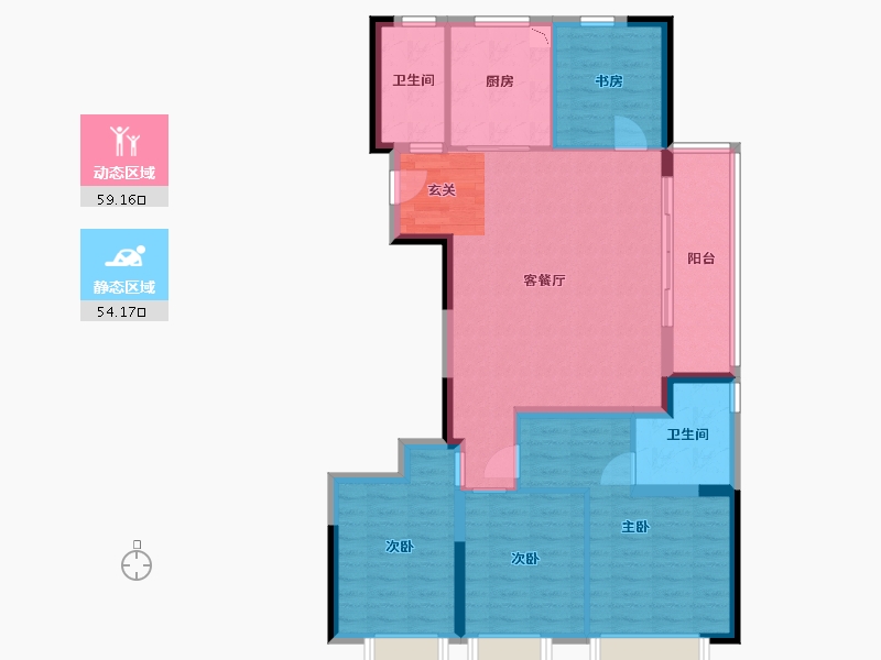 浙江省-金华市-福田金茂府-101.91-户型库-动静分区