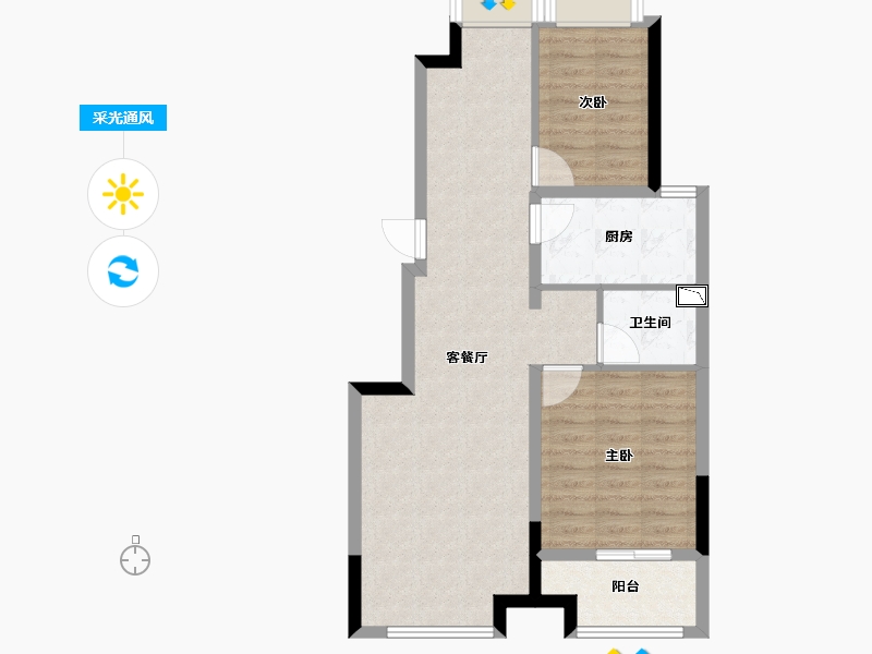 上海-上海市-湖滨天地-70.40-户型库-采光通风