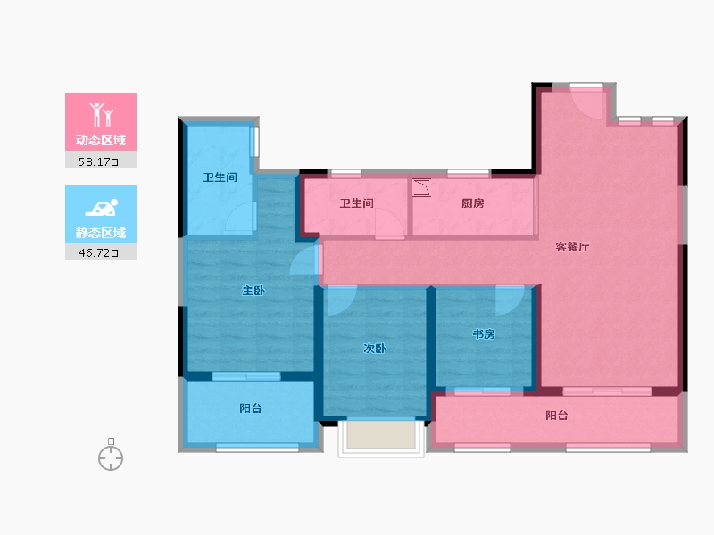 江苏省-苏州市-艺荟兰苑-93.46-户型库-动静分区