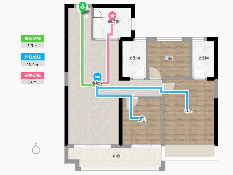 陕西省-西安市-锦绣天下-80.60-户型库-动静线