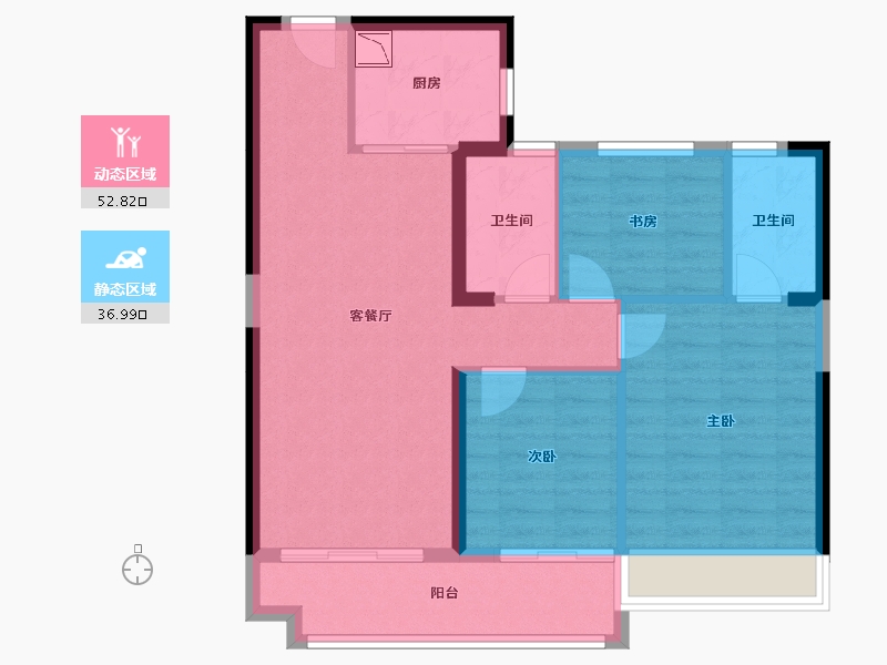 陕西省-西安市-锦绣天下-80.60-户型库-动静分区