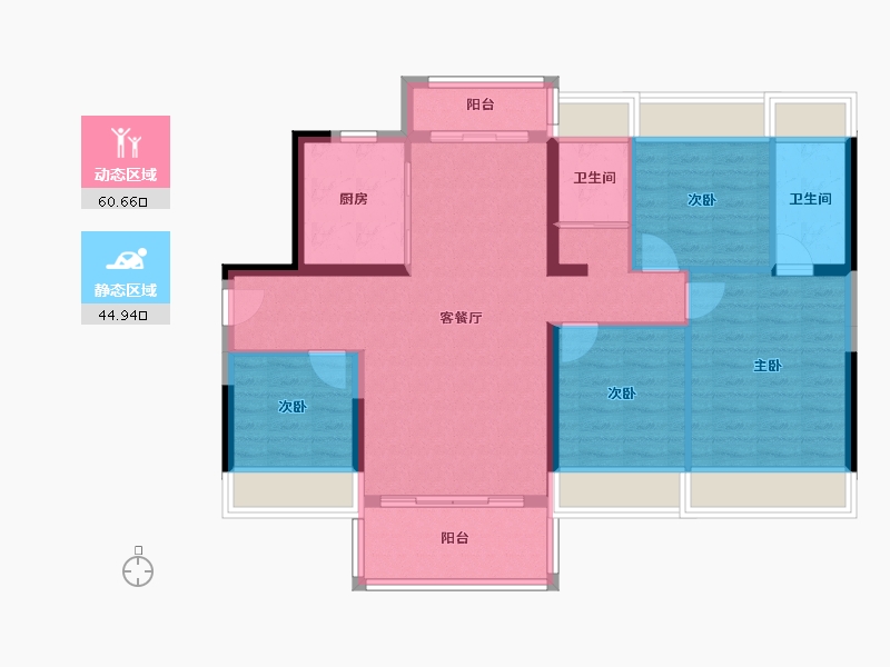 广东省-清远市-碧桂园江山1号-94.96-户型库-动静分区