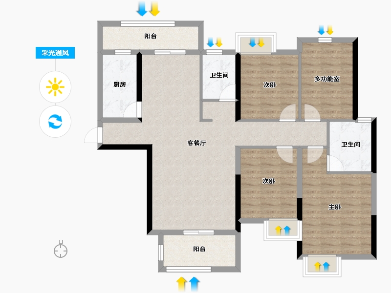 湖南省-长沙市-璞悦府-108.13-户型库-采光通风