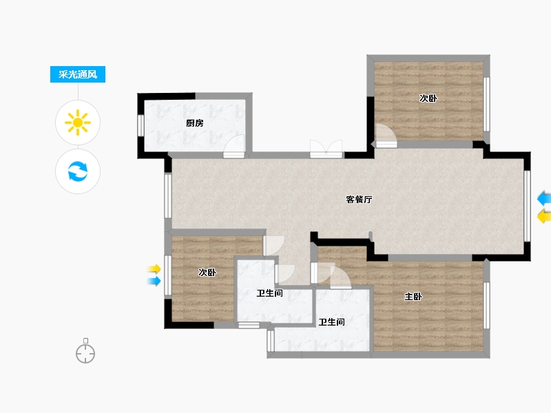 山东省-潍坊市-茂华爱琴海-101.34-户型库-采光通风