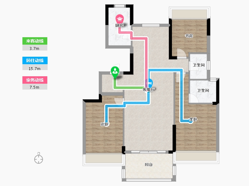 湖北省-恩施土家族苗族自治州-武建中港城-104.64-户型库-动静线