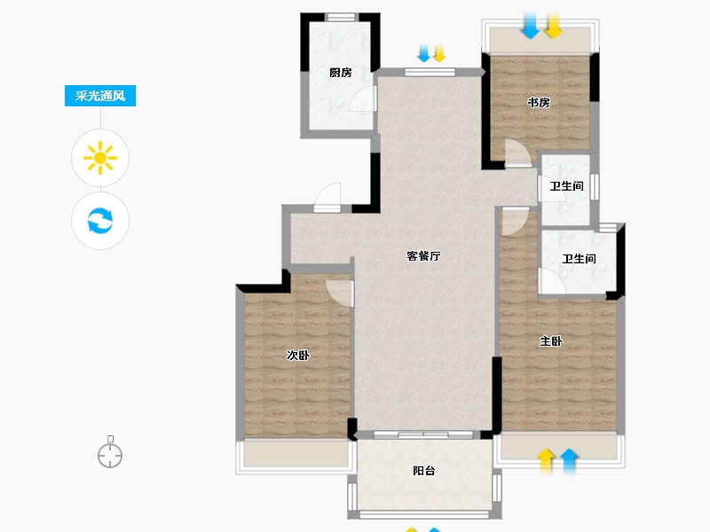 湖北省-恩施土家族苗族自治州-武建中港城-104.64-户型库-采光通风