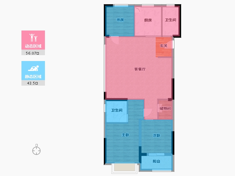 浙江省-金华市-福田金茂府-89.86-户型库-动静分区