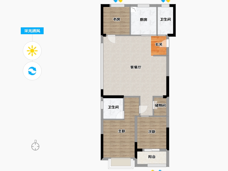 浙江省-金华市-福田金茂府-89.86-户型库-采光通风