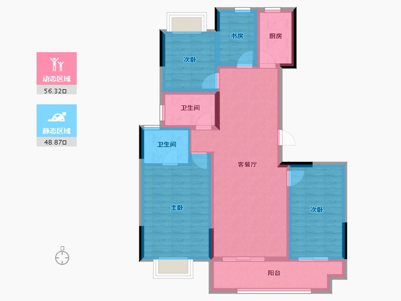 江苏省-常州市-保利紫荆公馆-93.31-户型库-动静分区