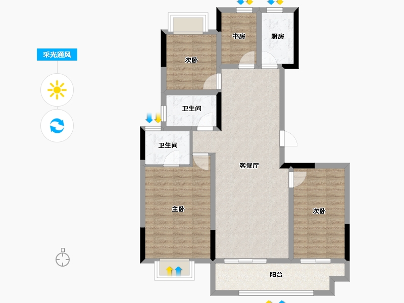 江苏省-常州市-保利紫荆公馆-93.31-户型库-采光通风