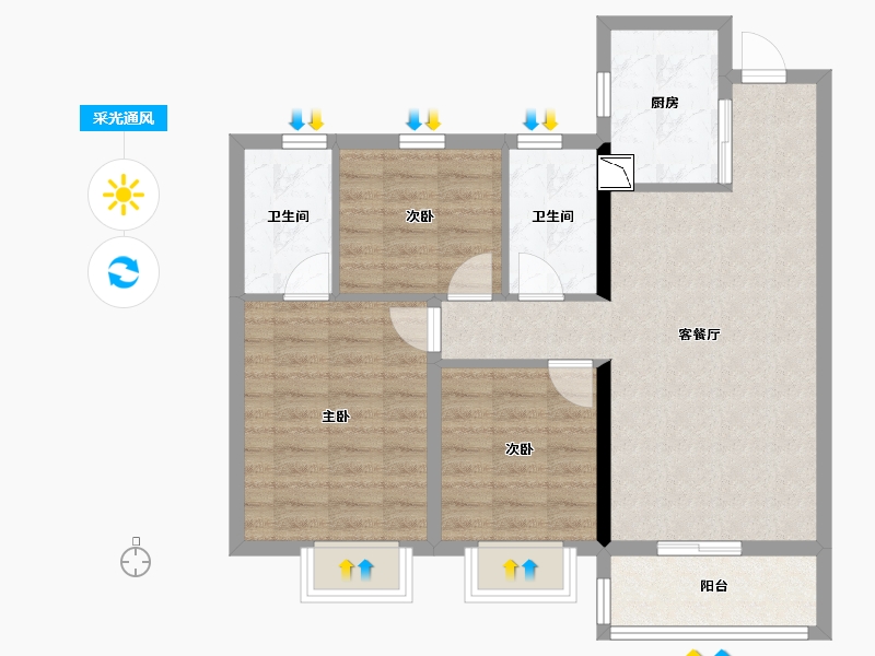 湖南省-长沙市-阳光城溪山悦-77.79-户型库-采光通风