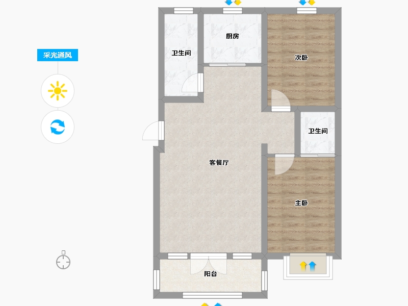 河北省-石家庄市-金城嘉园-70.88-户型库-采光通风