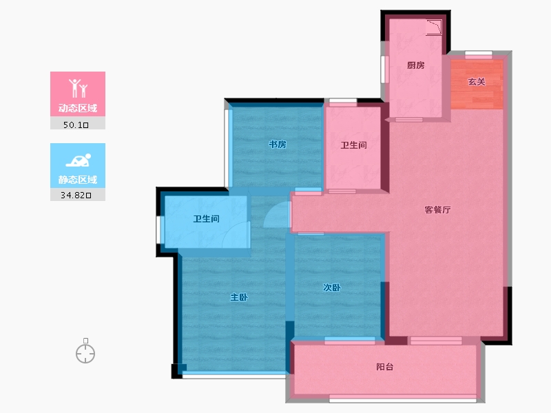 广西壮族自治区-桂林市-金科集美东方-74.64-户型库-动静分区