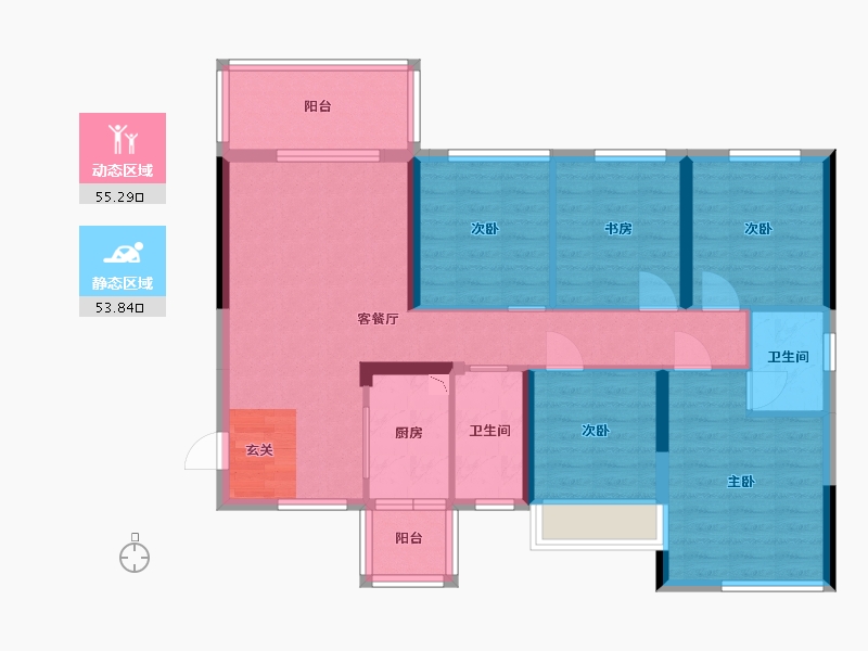 广西壮族自治区-桂林市-顺祥・学府壹号-96.98-户型库-动静分区