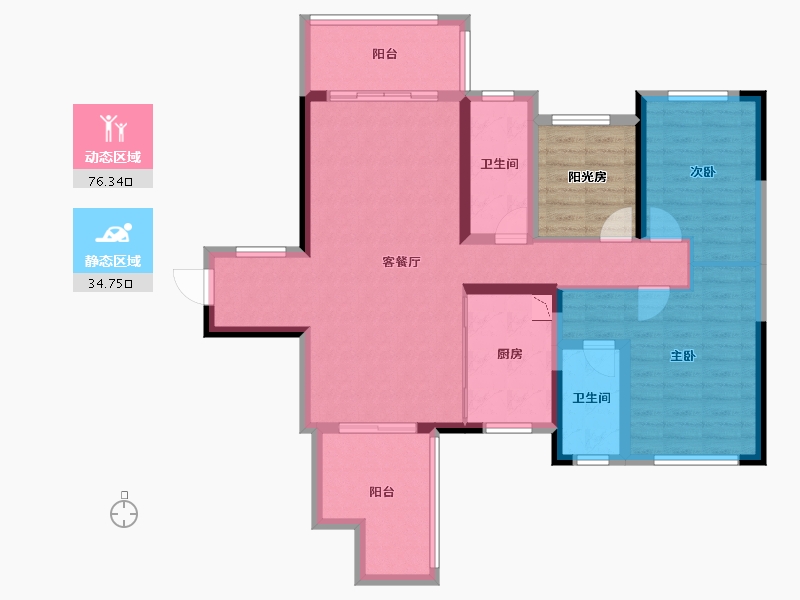 广西壮族自治区-桂林市-彰泰城市1号-106.11-户型库-动静分区