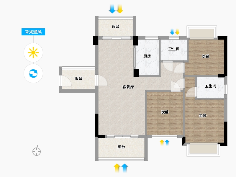 广东省-河源市-雍和园-88.89-户型库-采光通风